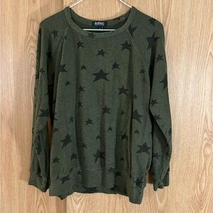 Buffalo David Bitton Olive Star Pattern Knit Sweatshirt
